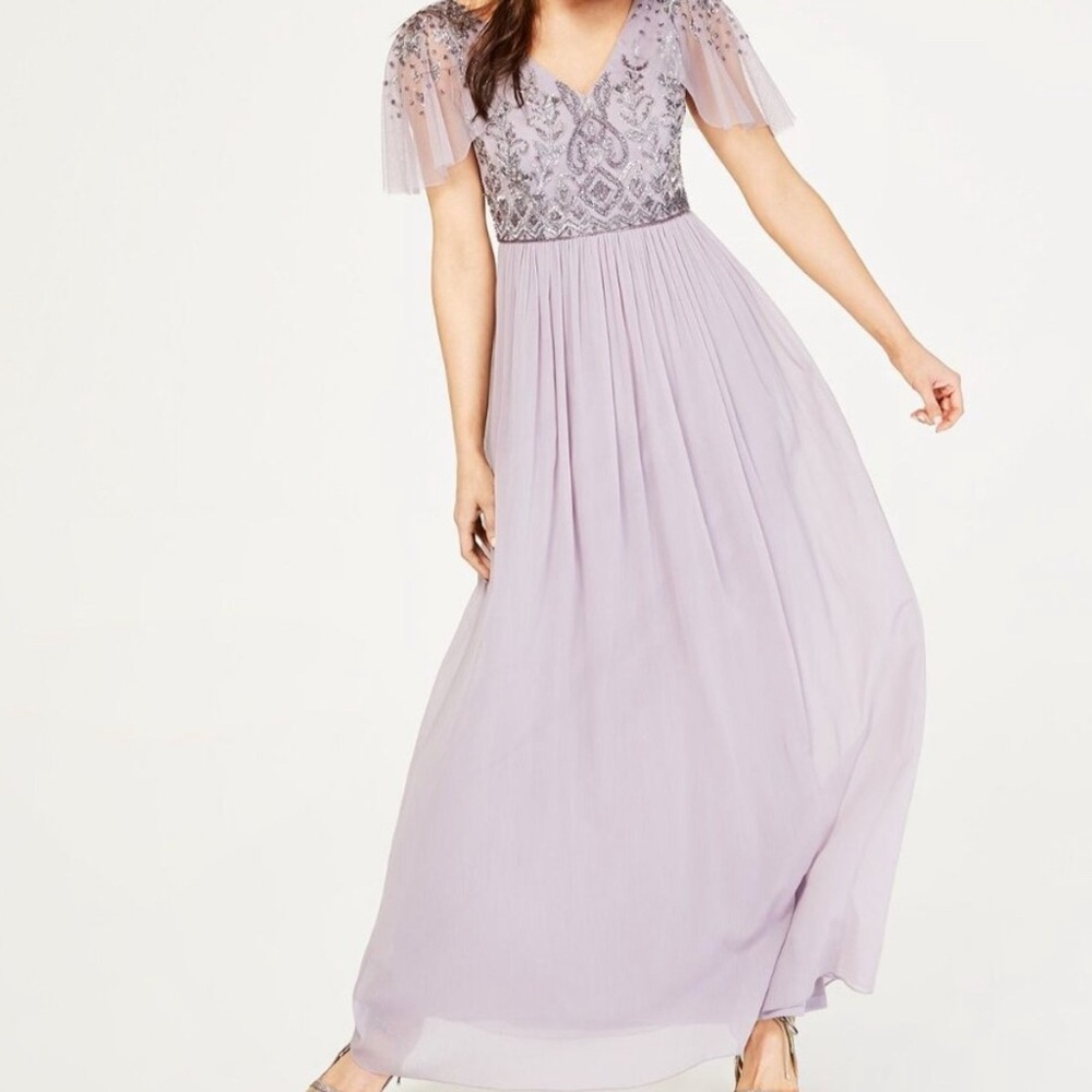 Adrianna Papell Lilac Beaded Dress Size 12